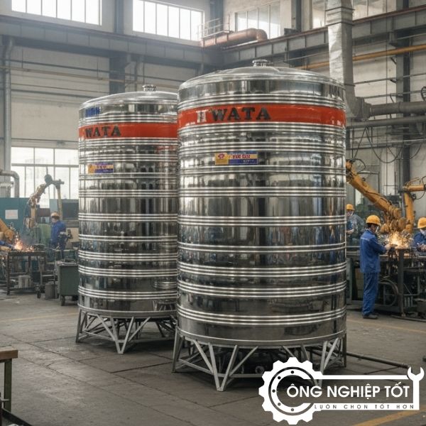 Bồn inox công nghiệp 10.000L tại nhà máy